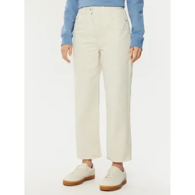 Jean Tommy Jeans femme écru taille haute coupe droite en denim avec cinq poches - DW0DW19392 YBH