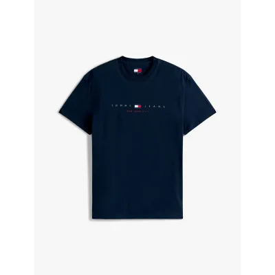 T-shirt Tommy Jeans homme bleu marine en coton coupe regular avec logo New York imprimé sur la poitrine - DM0DM21911 C1G