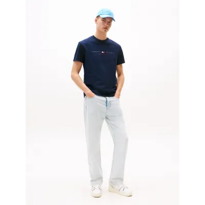 T-shirt Tommy Jeans homme bleu marine en coton coupe regular avec logo New York imprimé sur la poitrine - DM0DM21911 C1G