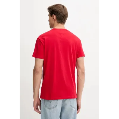 T-shirt Tommy Jeans homme rouge en coton coupe regular avec logo New York imprimé sur la poitrine - DM0DM21911 XLE