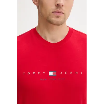 T-shirt Tommy Jeans homme rouge en coton coupe regular avec logo New York imprimé sur la poitrine - DM0DM21911 XLE