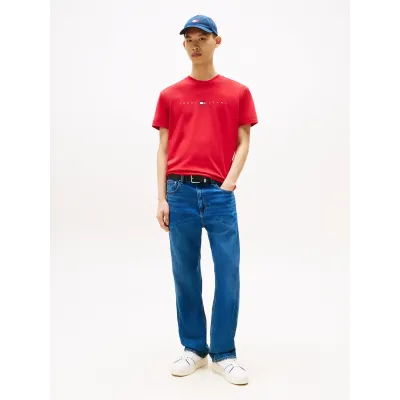 T-shirt Tommy Jeans homme rouge en coton coupe regular avec logo New York imprimé sur la poitrine - DM0DM21911 XLE