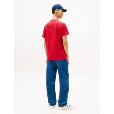 T-shirt Tommy Jeans homme rouge en coton coupe regular avec logo New York imprimé sur la poitrine - DM0DM21911 XLE