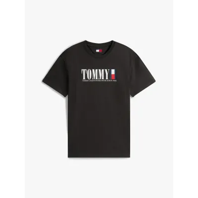 T-shirt Tommy Jeans homme noir en coton coupe regular avec logo Tommy DNA imprimé sur la poitrine - DM0DM21941 BDS