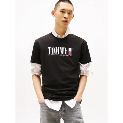 T-shirt Tommy Jeans homme noir en coton coupe regular avec logo Tommy DNA imprimé sur la poitrine - DM0DM21941 BDS