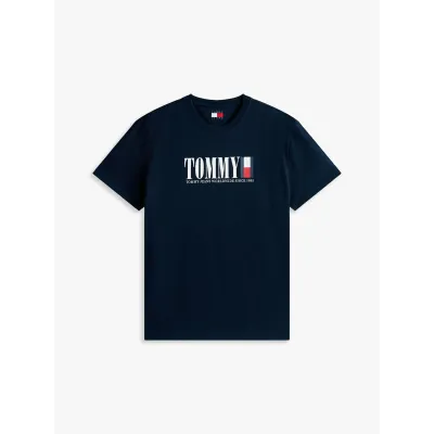 T-shirt Tommy Jeans homme bleu marine en coton coupe regular avec logo Tommy DNA imprimé sur la poitrine - DM0DM21941 C1G