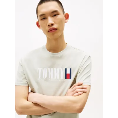 T-shirt Tommy Jeans homme vert sauge clair en coton coupe regular avec logo Tommy DNA imprimé sur la poitrine - DM0DM21941 M1C