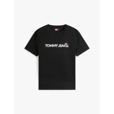 T-shirt Tommy Jeans homme noir en coton coupe regular avec logo Tommy Jeans imprimé sur la poitrine - DM0DM21585 BDS