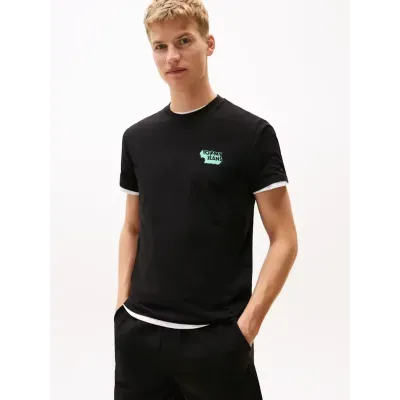 T-shirt Tommy Jeans homme noir en coton coupe regular avec logo Tommy Jeans imprimé sur la poitrine - DM0DM21539 BDS