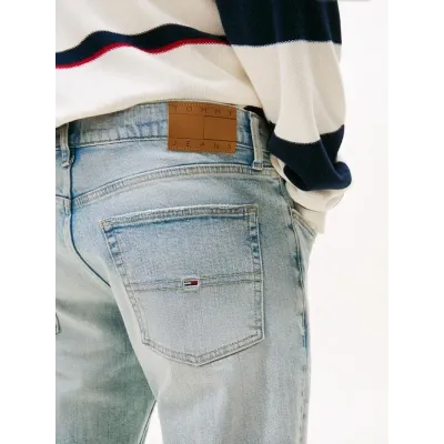 Jean Tommy Jeans Scanton Slim Fit homme bleu clair en denim stretch avec cinq poches - DM0DM20983 1AB