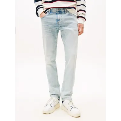 Jean Tommy Jeans Scanton Slim Fit homme bleu clair en denim stretch avec cinq poches - DM0DM20983 1AB