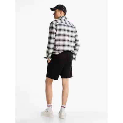 Short Tommy Jeans homme noir en coton avec taille élastique à cordon de serrage et logo imprimé - DM0DM20637 BDS