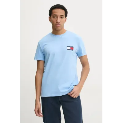 T-shirt Tommy Jeans homme bleu ciel en coton coupe regular avec logo drapeau et grand imprimé Tommy Jeans DM0DM20346 C12