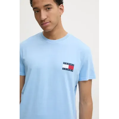 T-shirt Tommy Jeans homme bleu ciel en coton coupe regular avec logo drapeau et grand imprimé Tommy Jeans DM0DM20346 C12