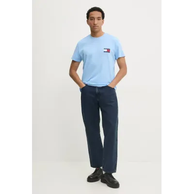 T-shirt Tommy Jeans homme bleu ciel en coton coupe regular avec logo drapeau et grand imprimé Tommy Jeans DM0DM20346 C12
