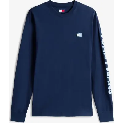 T-shirt Tommy Jeans homme bleu marine à manches longues en coton  logo Tommy Jeans imprimé sur la manche - DM0DM21591 C1G