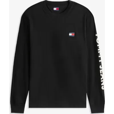 T-shirt Tommy Jeans homme noir à manches longues en coton logo Tommy Jeans imprimé sur la manche - DM0DM21591 BDS