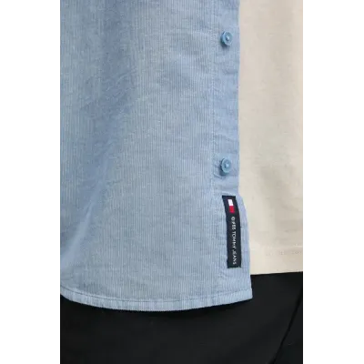 Chemise Tommy Jeans homme bleu ciel en coton Oxford à manches longues avec poche poitrine et logo brodé - DM0DM20672 DY6