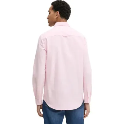 Chemise Tommy Jeans homme rose en coton Oxford à manches longues avec logo drapeau brodé sur la poitrine - DM0DM20667 TPF
