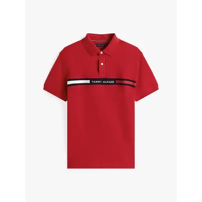 Polo Tommy Hilfiger Chest Insert rouge pour homme - MW0MW38130-XLD