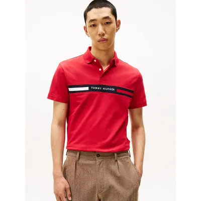 Polo Tommy Hilfiger Chest Insert rouge pour homme - MW0MW38130-XLD