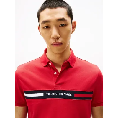 Polo Tommy Hilfiger Chest Insert rouge pour homme - MW0MW38130-XLD