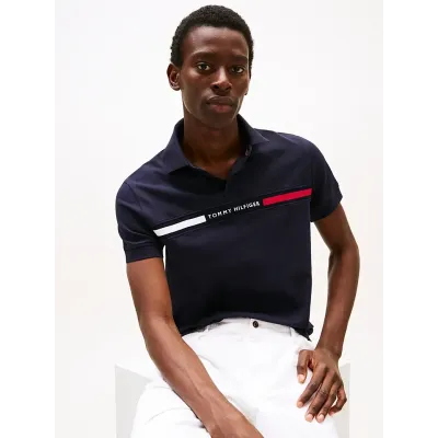 Polo Tommy Hilfiger Chest Insert bleu marine pour homme - MW0MW38130-DW5