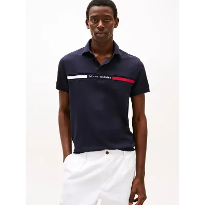 Polo Tommy Hilfiger Chest Insert bleu marine pour homme - MW0MW38130-DW5