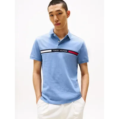 Polo Tommy Hilfiger Chest Insert bleu ciel pour homme - MW0MW38130-C2B