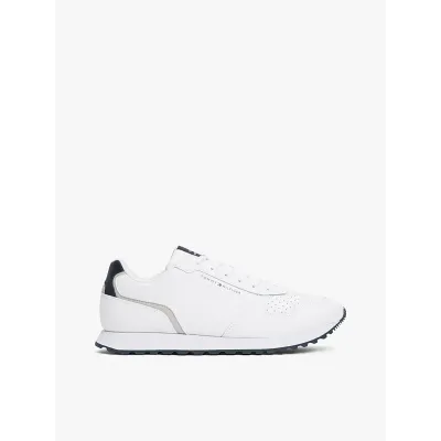 Baskets Tommy Hilfiger Essential Leather Logo blanches pour homme - FM0FM05453-YBS