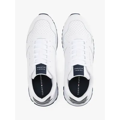 Baskets Tommy Hilfiger Essential Leather Logo blanches pour homme - FM0FM05453-YBS