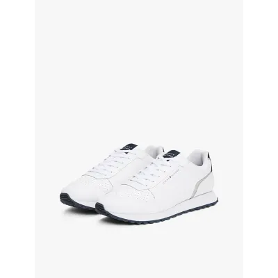 Baskets Tommy Hilfiger Essential Leather Logo blanches pour homme - FM0FM05453-YBS