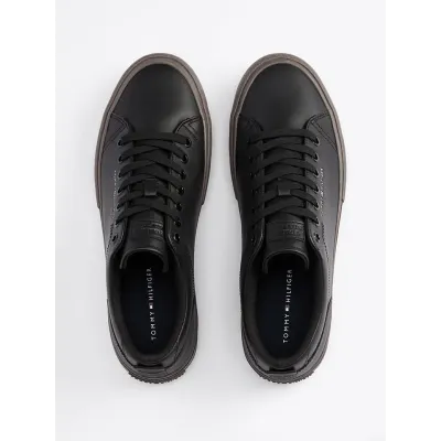 Baskets Tommy Hilfiger High Vulcanized Street Low RWB Leather noires pour homme - FM0FM05312-BDS