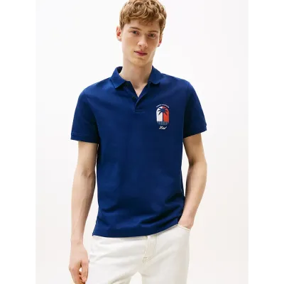 Polo Tommy Hilfiger Hotel Graphic bleu marine pour homme - MW0MW39546-C7G