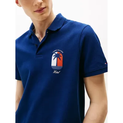 Polo Tommy Hilfiger Hotel Graphic bleu marine pour homme - MW0MW39546-C7G