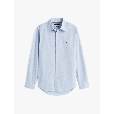 Chemise Tommy Hilfiger Flex Poplin Mini Print bleu ciel pour homme - MW0MW39438-C14