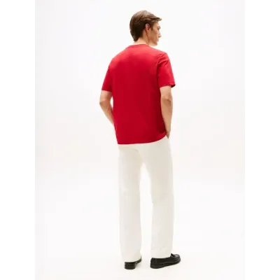 T-shirt Tommy Hilfiger Crew Neck Logo Panel rouge pour homme - MW0MW36498-XLD