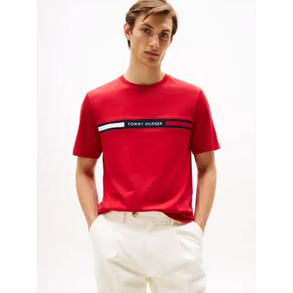 CREW NECK LOGO PANEL T-SHIRT
