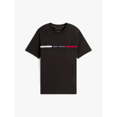 T-shirt Tommy Hilfiger Crew Neck Logo Panel noir pour homme - MW0MW36498-BDS