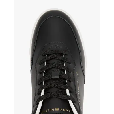 Baskets Tommy Hilfiger Leather Embossed Cupsole noires pour femme - FW0FW08689-BDS