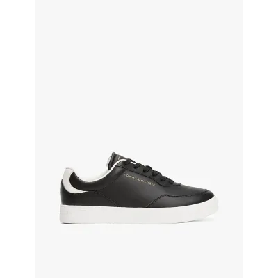 Baskets Tommy Hilfiger Leather Embossed Cupsole noires pour femme - FW0FW08689-BDS