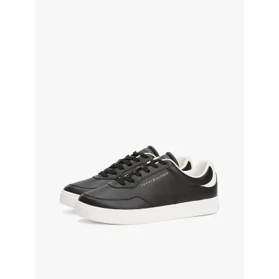Baskets Tommy Hilfiger Leather Embossed Cupsole noires pour femme - FW0FW08689-BDS