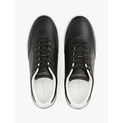 Baskets Tommy Hilfiger Leather Embossed Cupsole noires pour femme - FW0FW08689-BDS