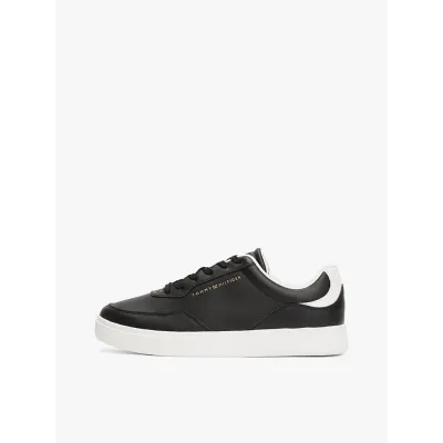 Baskets Tommy Hilfiger Leather Embossed Cupsole noires pour femme - FW0FW08689-BDS