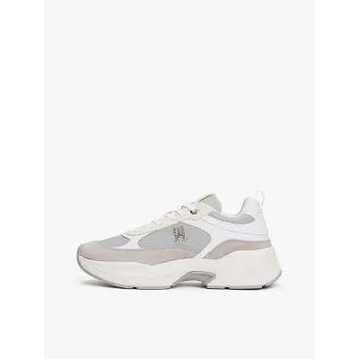 Baskets Tommy Hilfiger TH Monogram Chunky grises et blanches pour femme - FW0FW08616-PS3