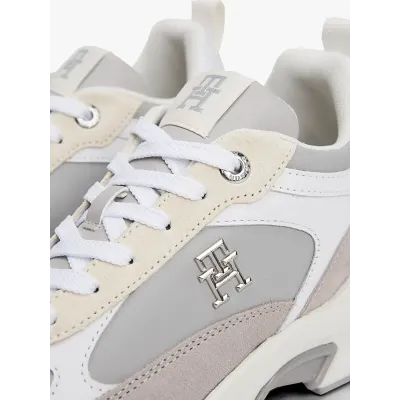 Baskets Tommy Hilfiger TH Monogram Chunky grises et blanches pour femme - FW0FW08616-PS3