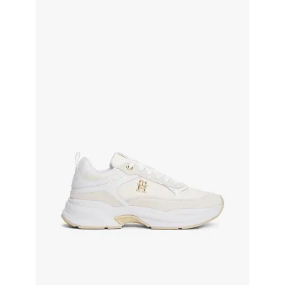 Baskets Tommy Hilfiger TH Monogram Chunky blanches et ivoire pour femme - FW0FW08616-0K4