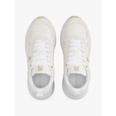 Baskets Tommy Hilfiger TH Monogram Chunky blanches et ivoire pour femme - FW0FW08616-0K4