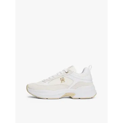 Baskets Tommy Hilfiger TH Monogram Chunky blanches et ivoire pour femme - FW0FW08616-0K4