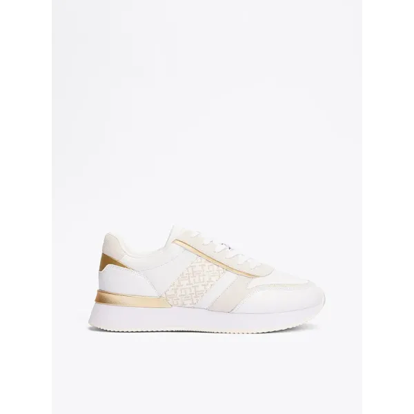 TH MONOGRAM METALLIC TRAINERS